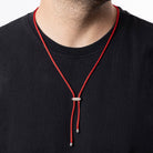 Red Lace Necklace In Silver