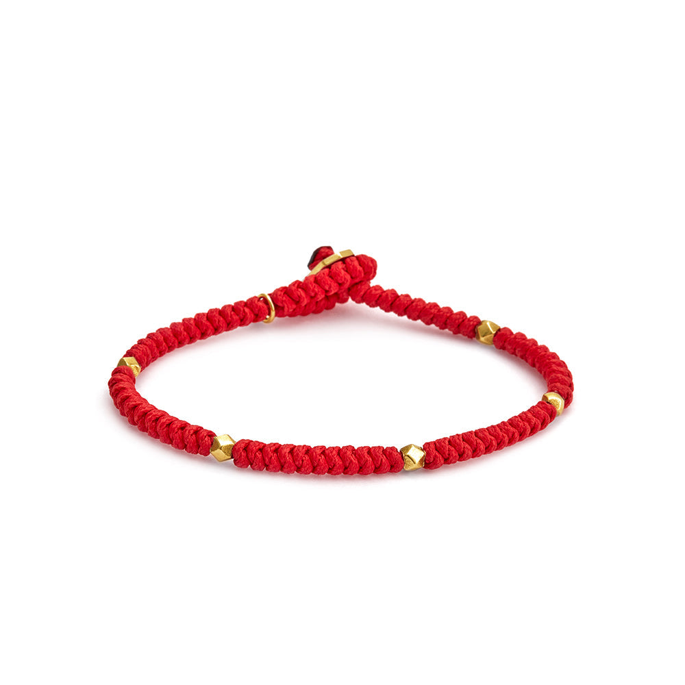 Red Snake Knot Bracelet In Gold