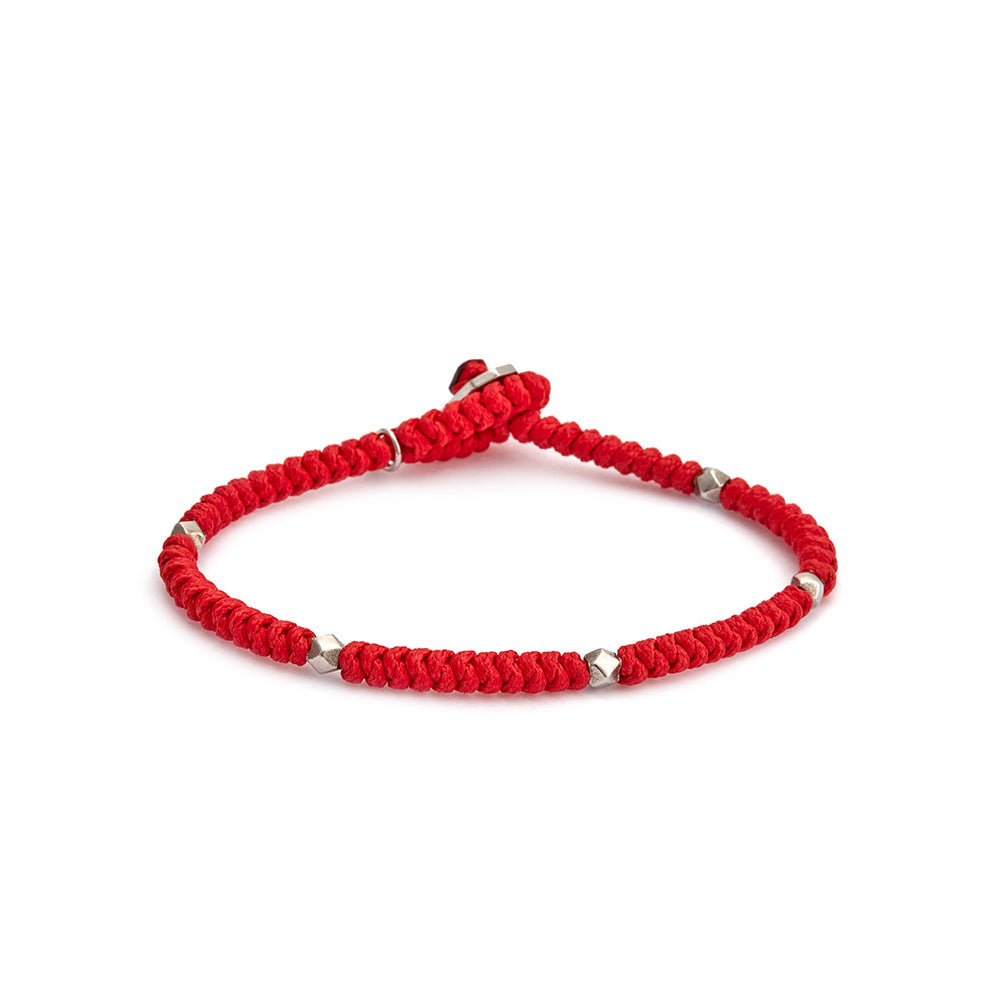 Red Snake Knot Bracelet In Silver