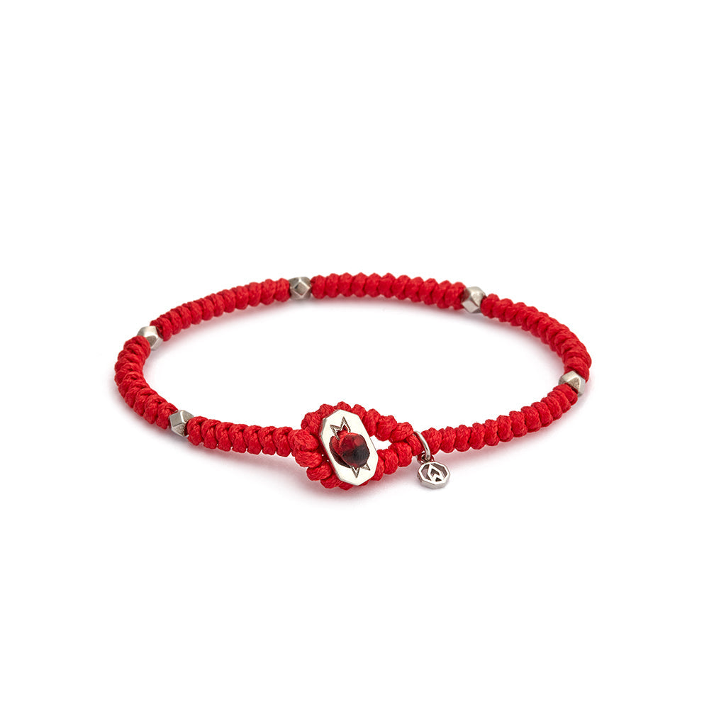Red Snake Knot Bracelet In Silver