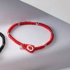 Red Snake Knot Bracelet In Silver