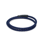 Navy Blue Double Leather Bracelet In Oxide