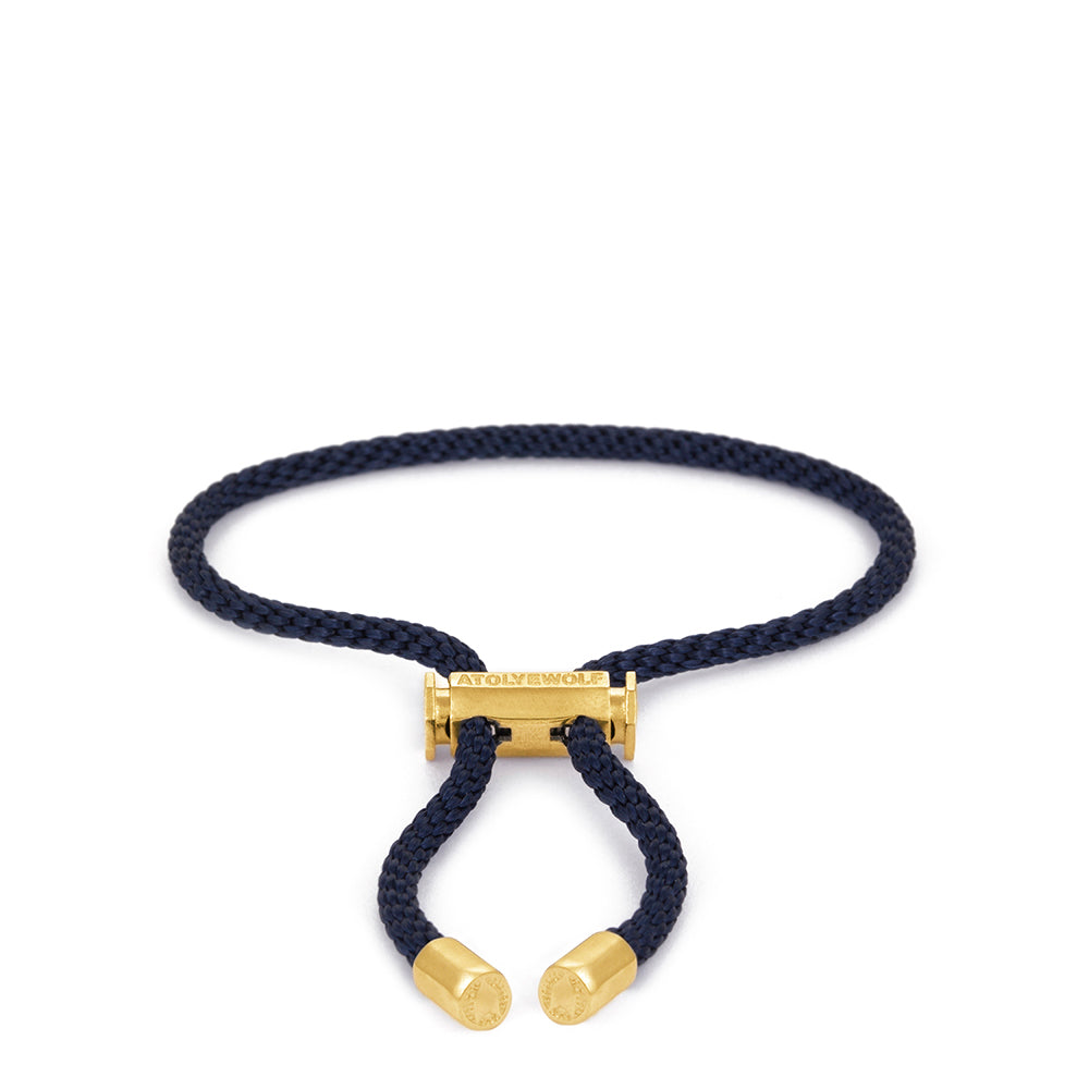 Navy Blue Lace Bracelet In Gold