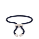 Navy Blue Lace Bracelet In Silver