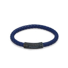 Navy Blue Thick Leather Bracelet In Oxide