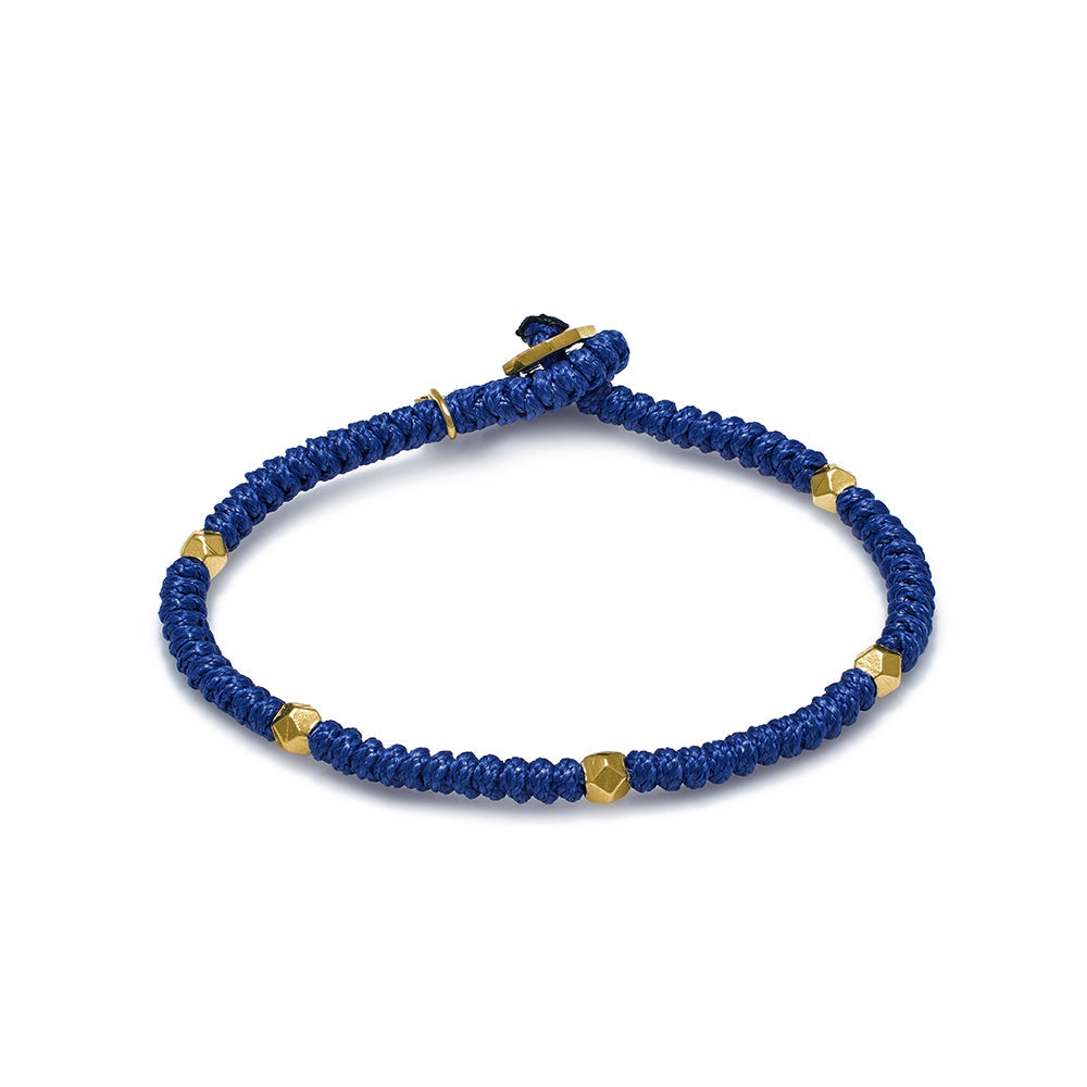 Navy Blue Snake Knot Bracelet In Gold