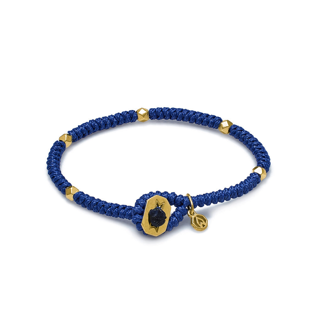 Navy Blue Snake Knot Bracelet In Gold