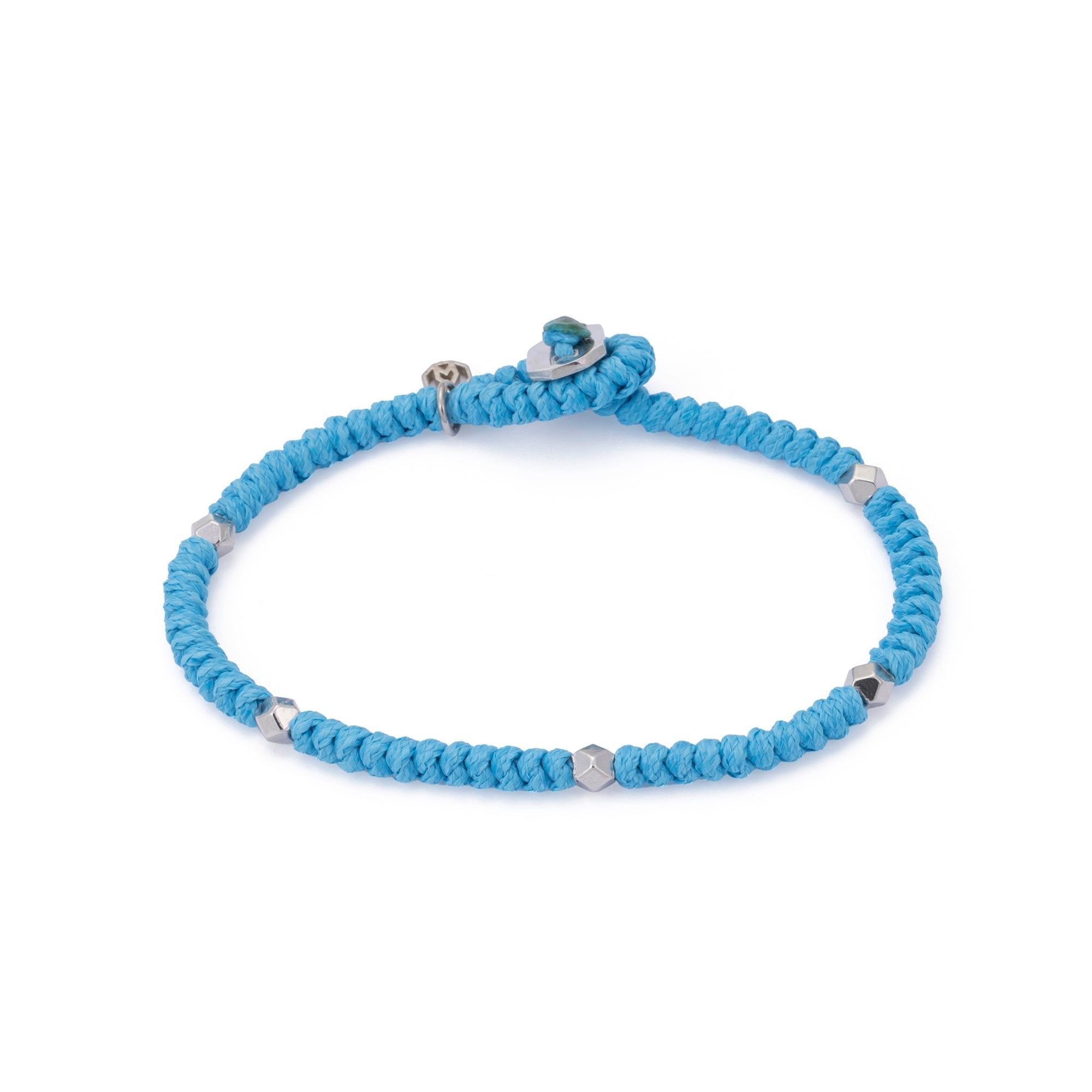 Light Blue Snake Knot Bracelet In Silver