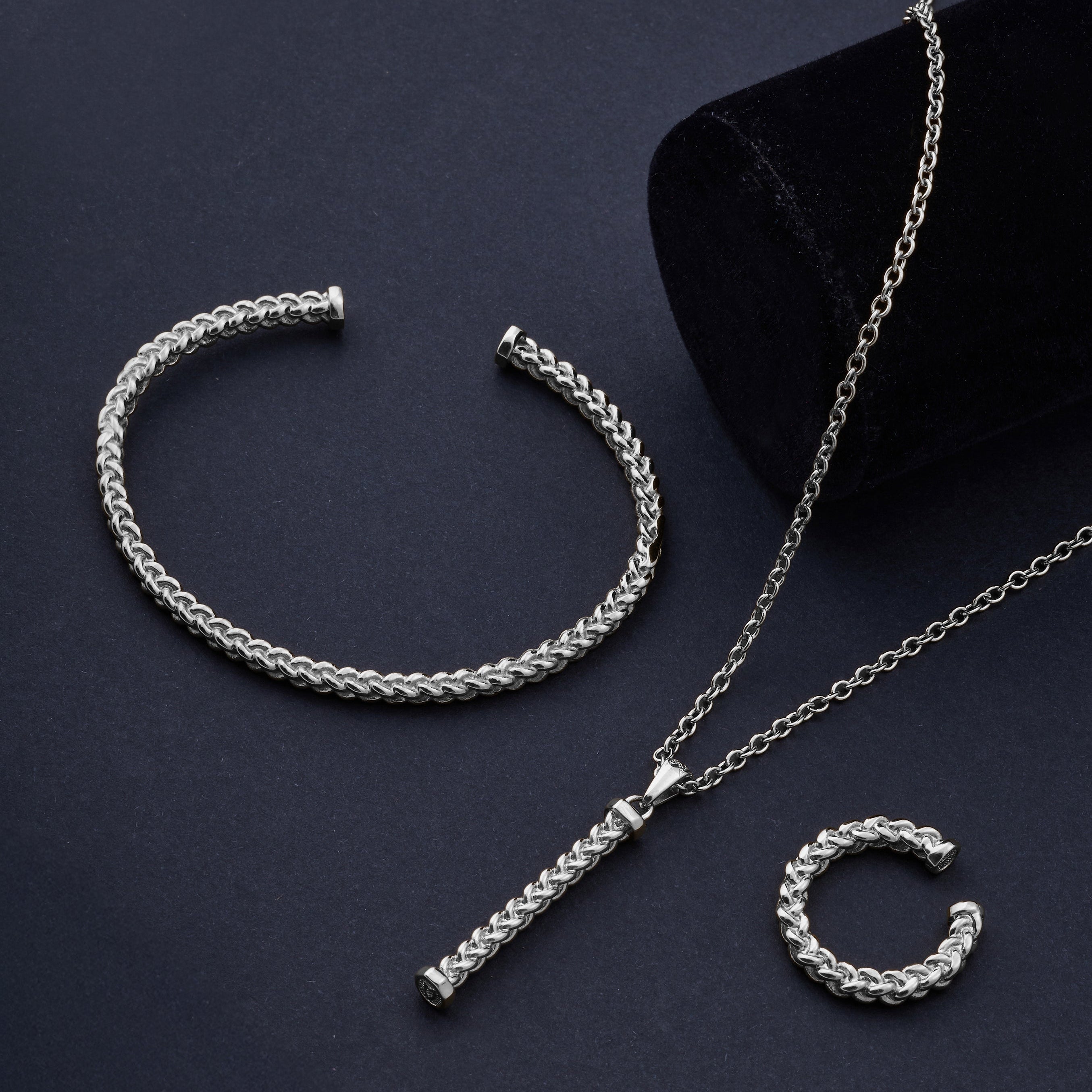 Mesh Bangle In Silver