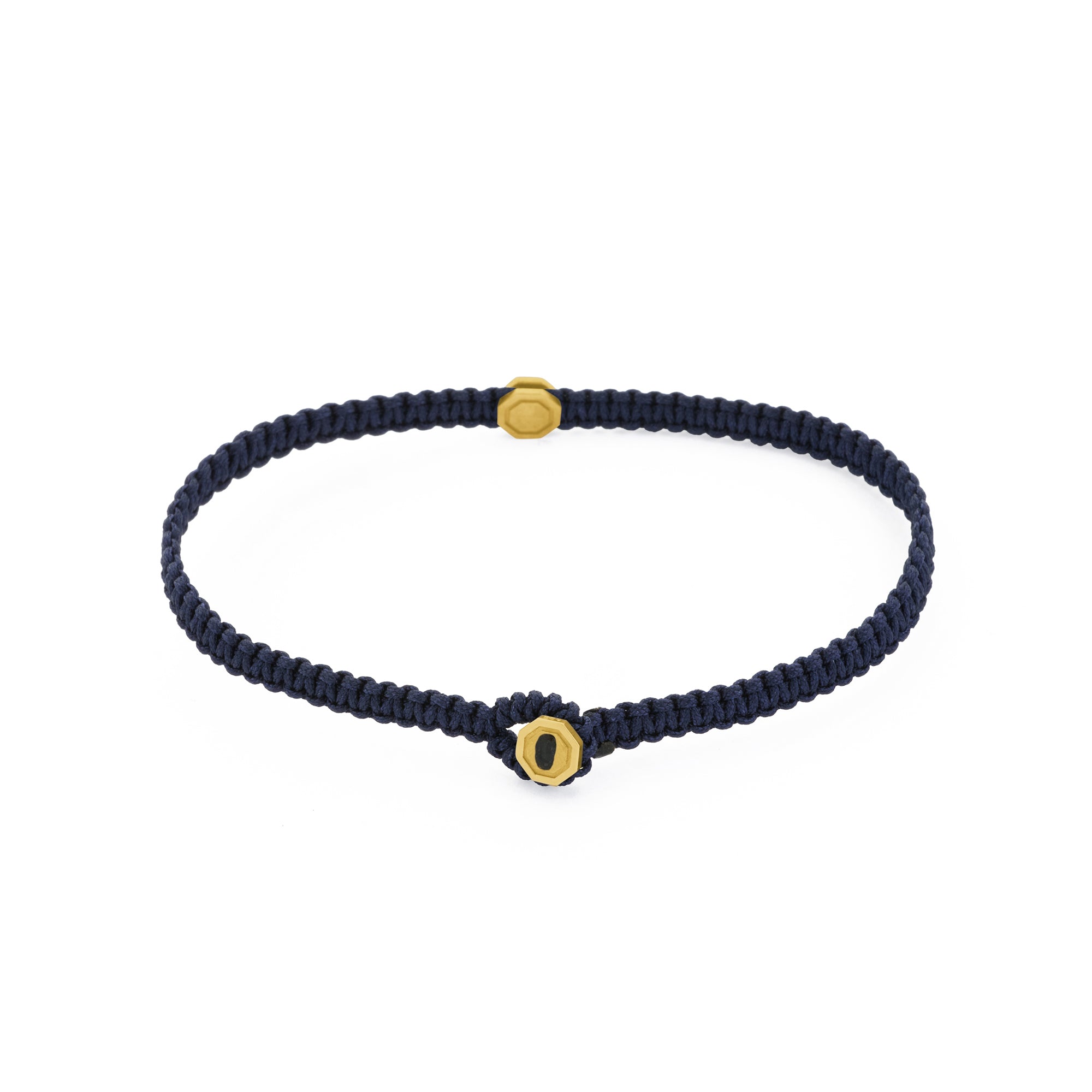 Navy Blue Octagon Macrame Bracelet In Gold