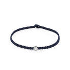 Navy Blue Octagon Macrame Bracelet In Silver