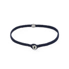 Navy Blue Octagon Macrame Bracelet In Silver