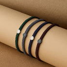 Navy Blue Octagon Macrame Bracelet In Silver