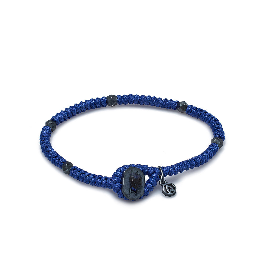 Navy Blue Snake Knot Bracelet In Oxide
