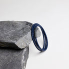 Navy Blue Triple Leather Bracelet In Oxide