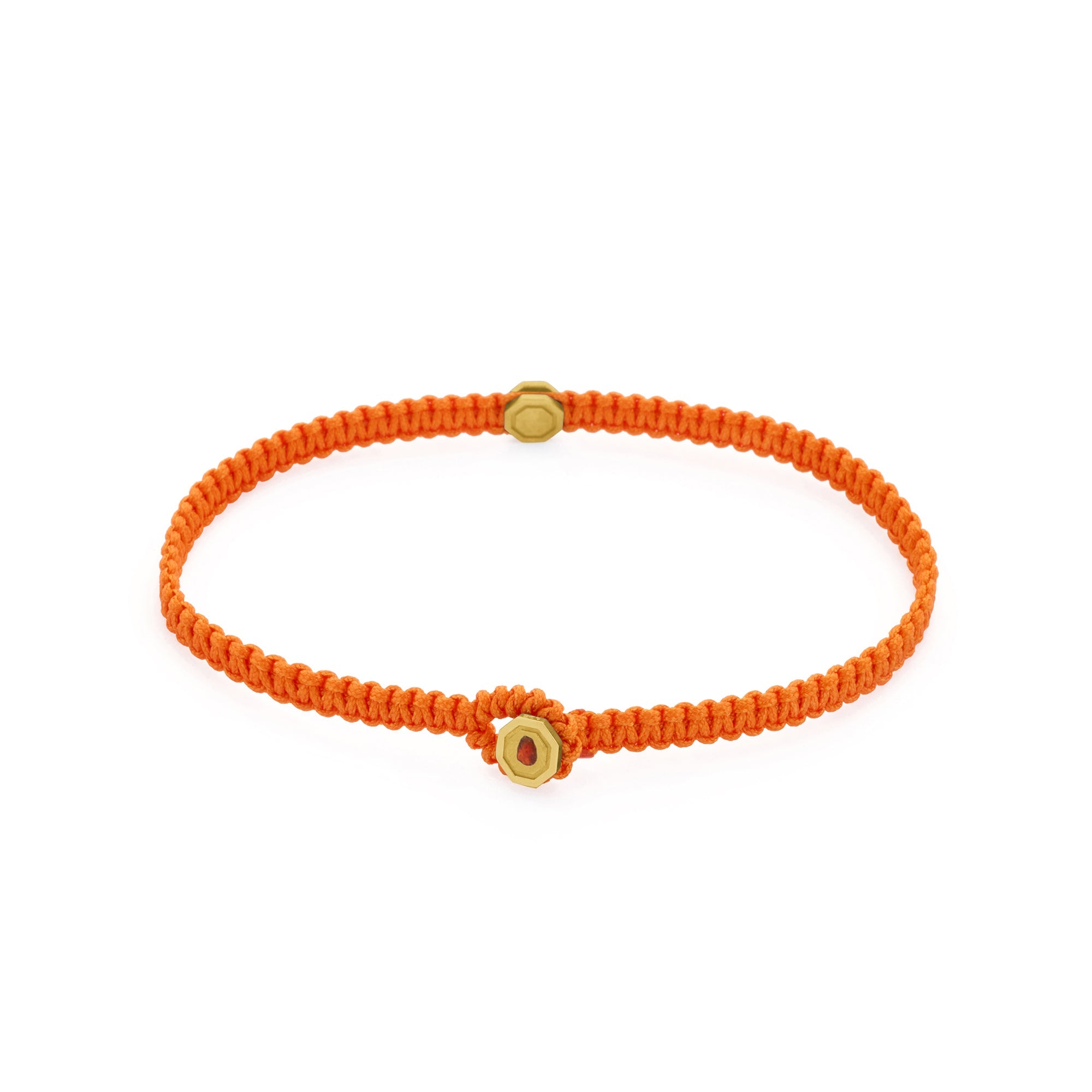 Orange Octagon Macrame Bracelet In Gold