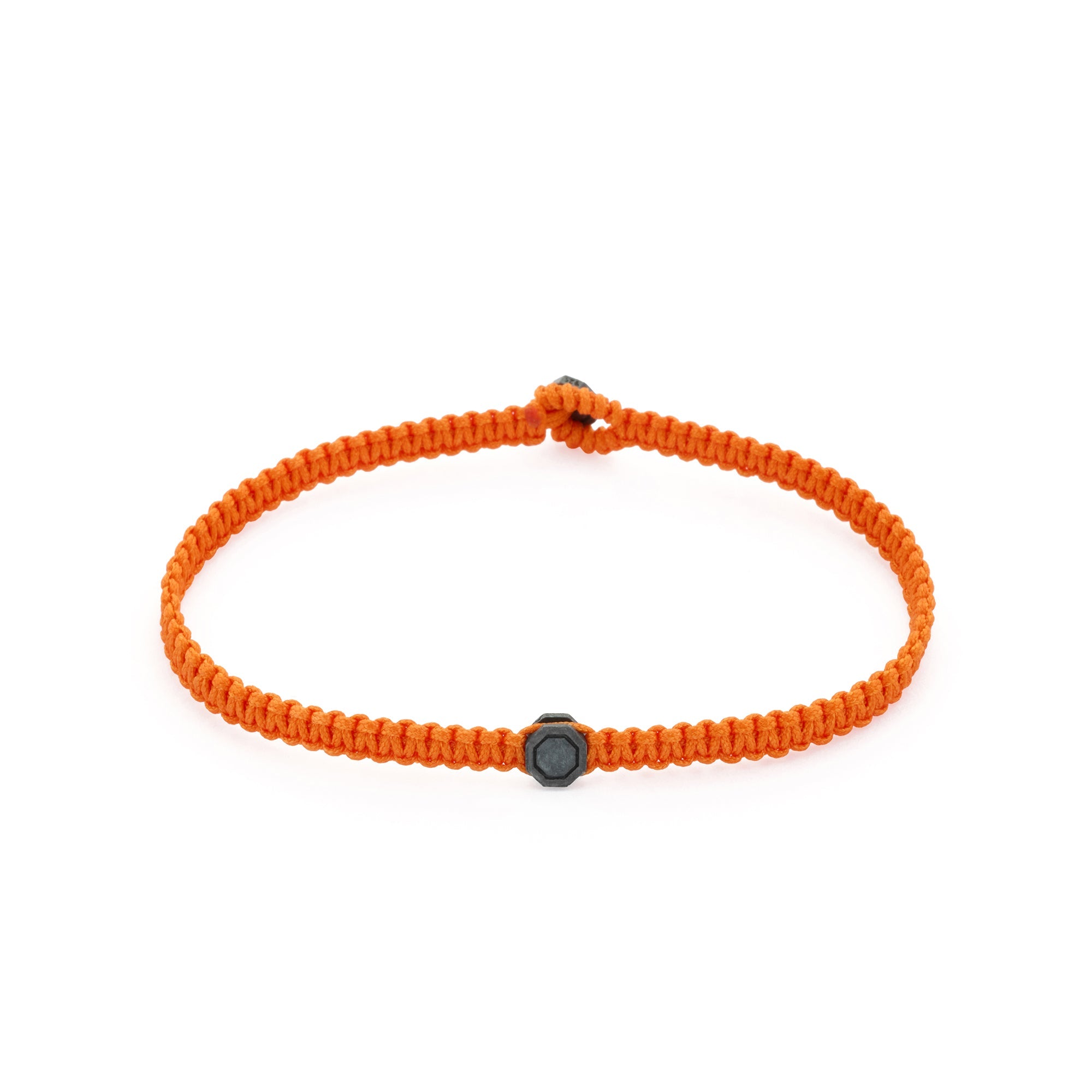 Orange Octagon Macrame Bracelet In Oxide