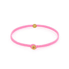 Pink Octagon Macrame Bracelet In Gold