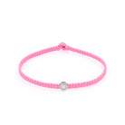 Pink Octagon Macrame Bracelet In Silver