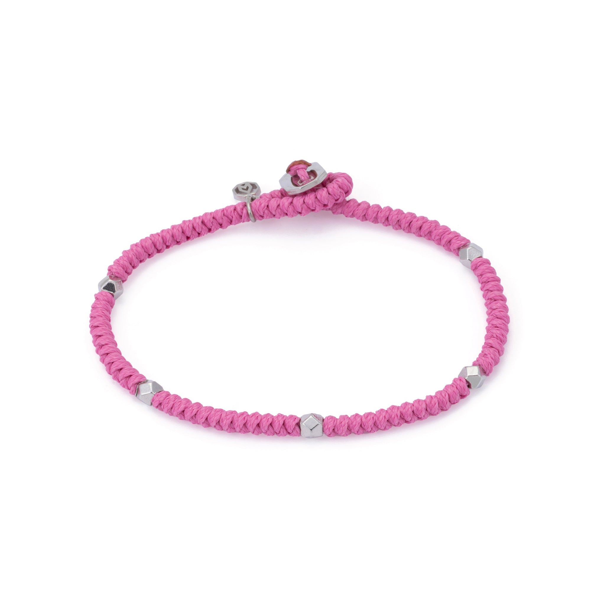 Pink Snake Knot Bracelet In Silver