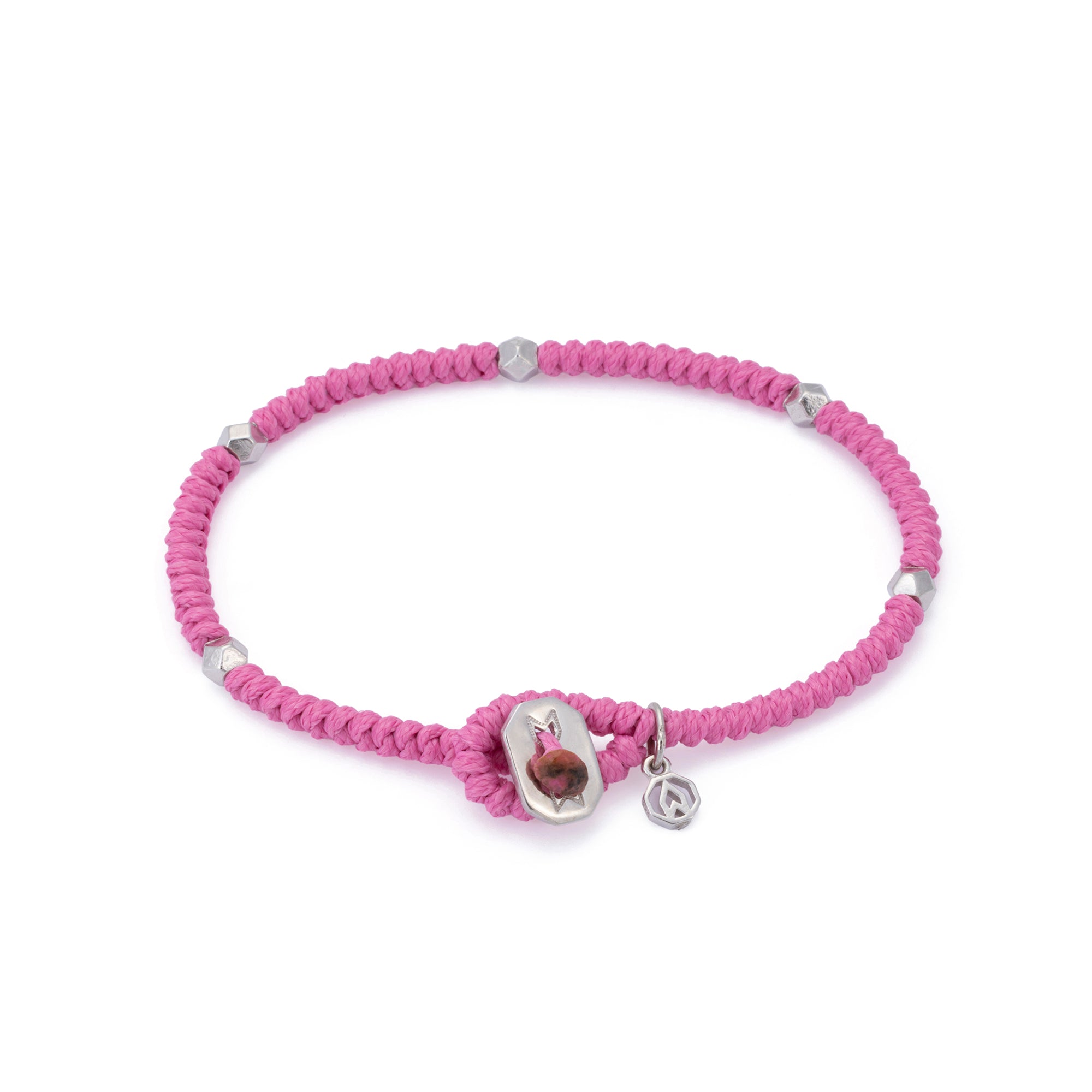 Pink Snake Knot Bracelet In Silver