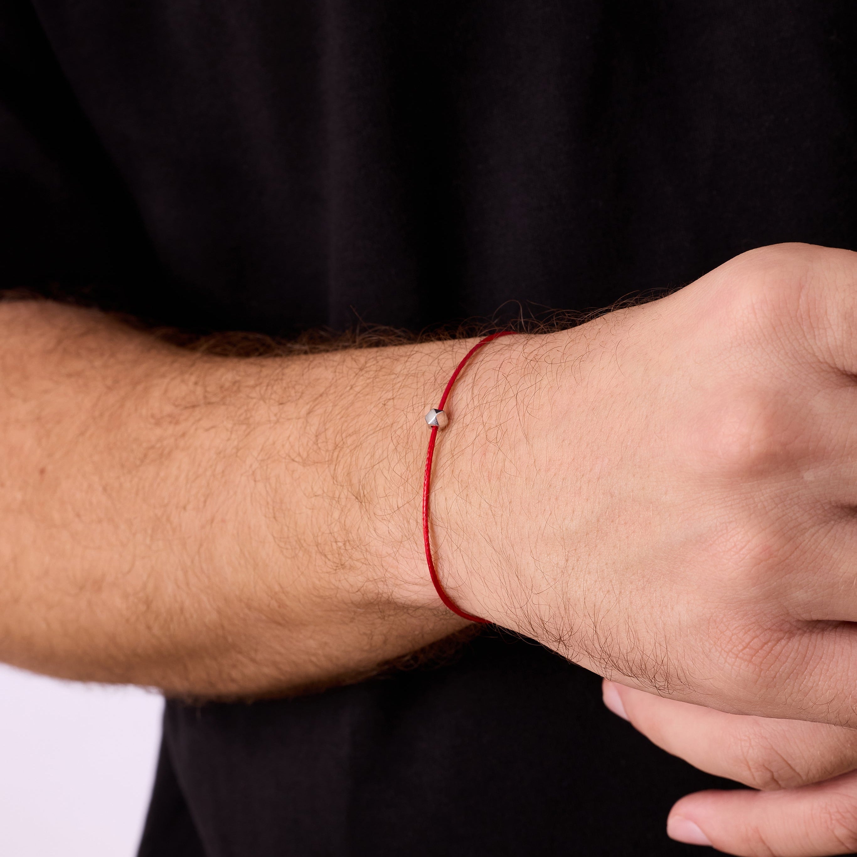 Red Cord Bracelet In Silver