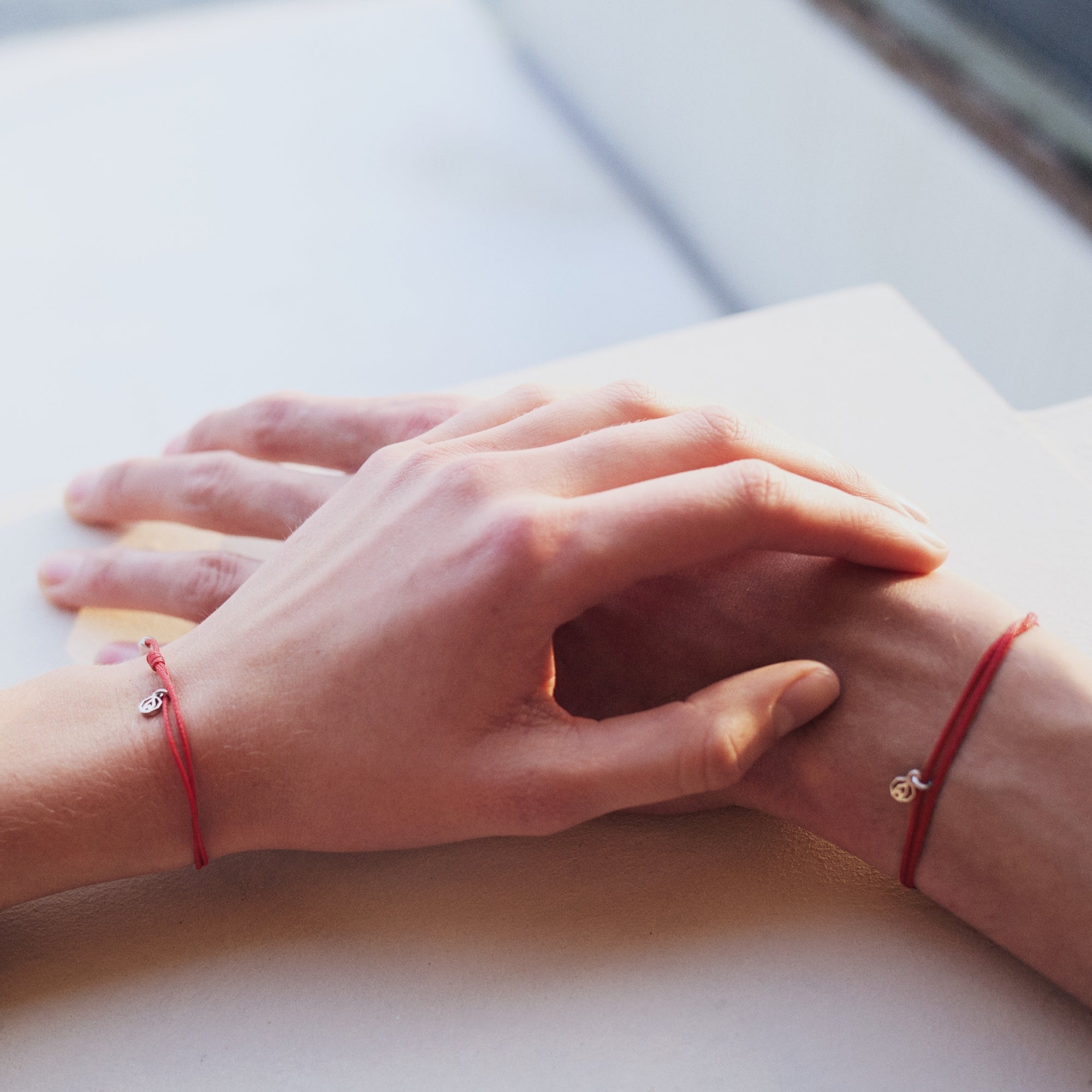 Red Cord Bracelet In Silver