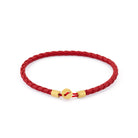 Red Leather Bracelet In Gold
