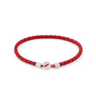 Red Leather Bracelet In Silver