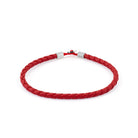 Red Leather Bracelet In Silver
