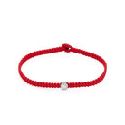 Red Octagon Macrame Bracelet In Silver