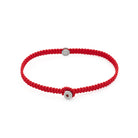 Red Octagon Macrame Bracelet In Silver