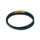 Green Triple Leather Bracelet In Gold