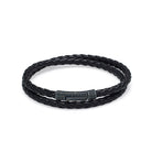 Black Double Leather Bracelet In Oxide