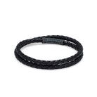 Black Double Leather Bracelet In Oxide