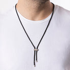 Black Lace Necklace In Silver