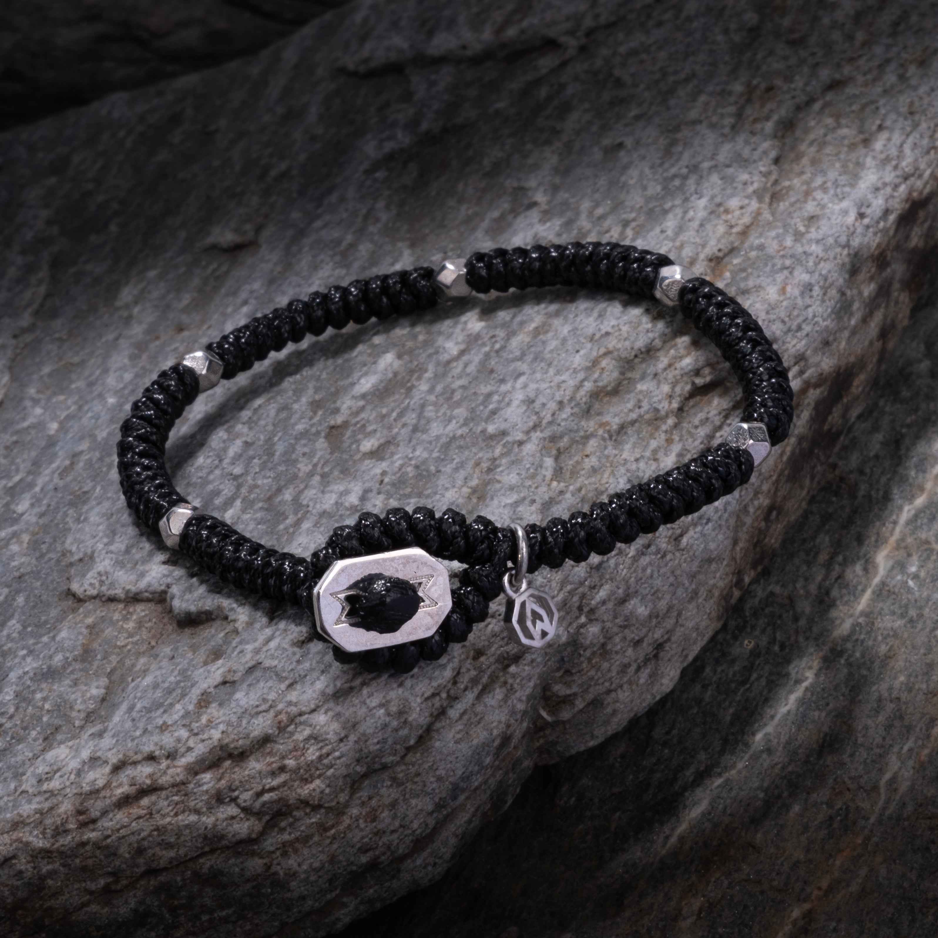 Black Snake Knot Bracelet In Silver