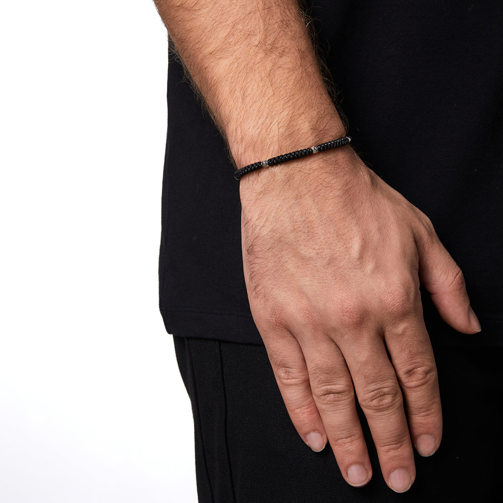 Black Snake Knot Bracelet In Silver