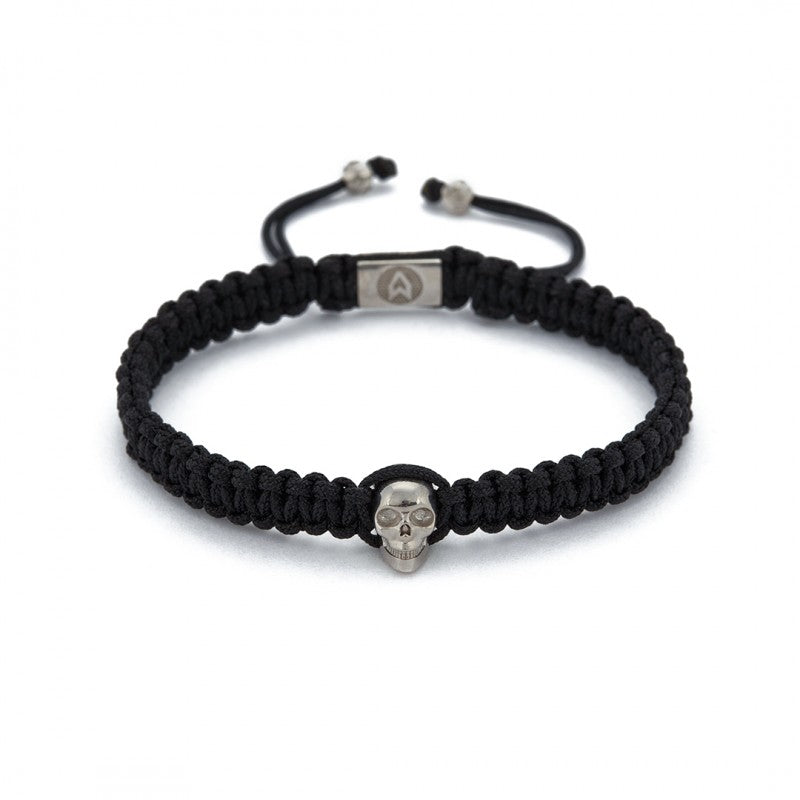 Skull Macrame Bracelet In Silver