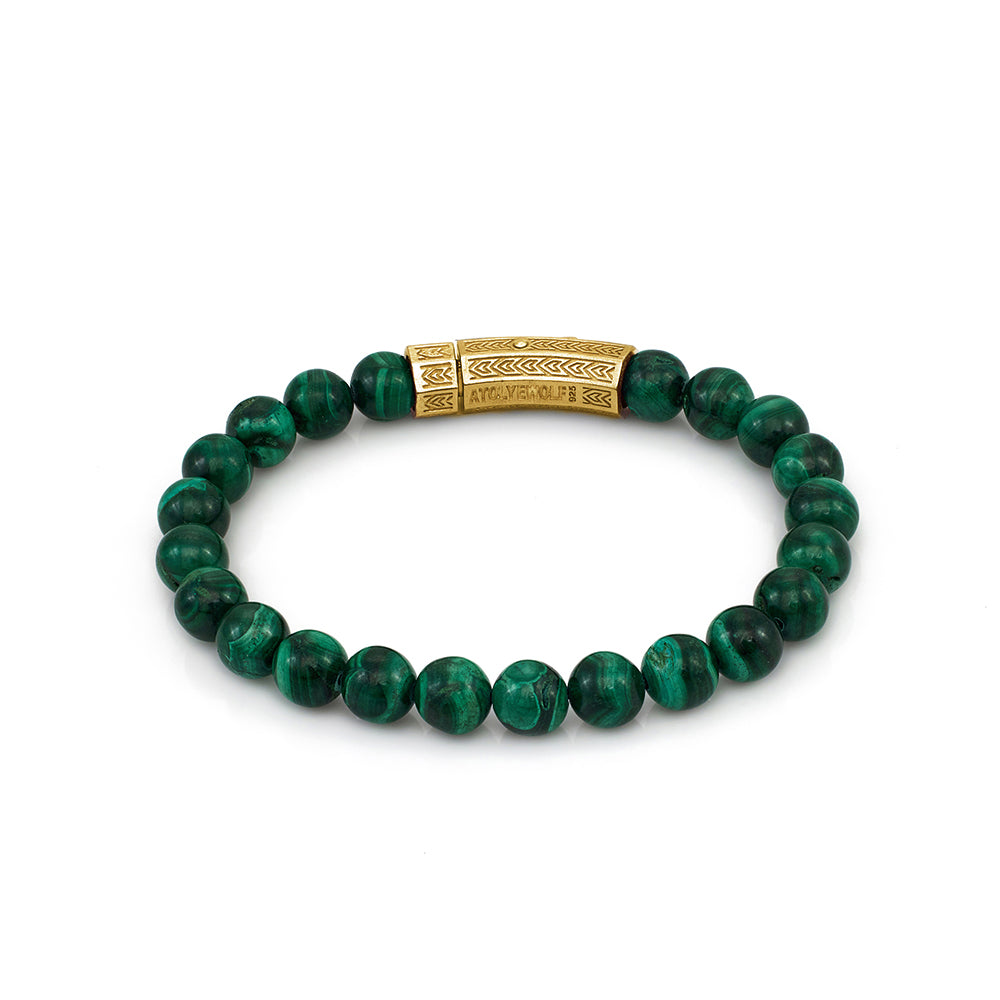 Thick Malachite Bracelet In Gold