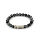 Thick Obsidian Bracelet In Silver