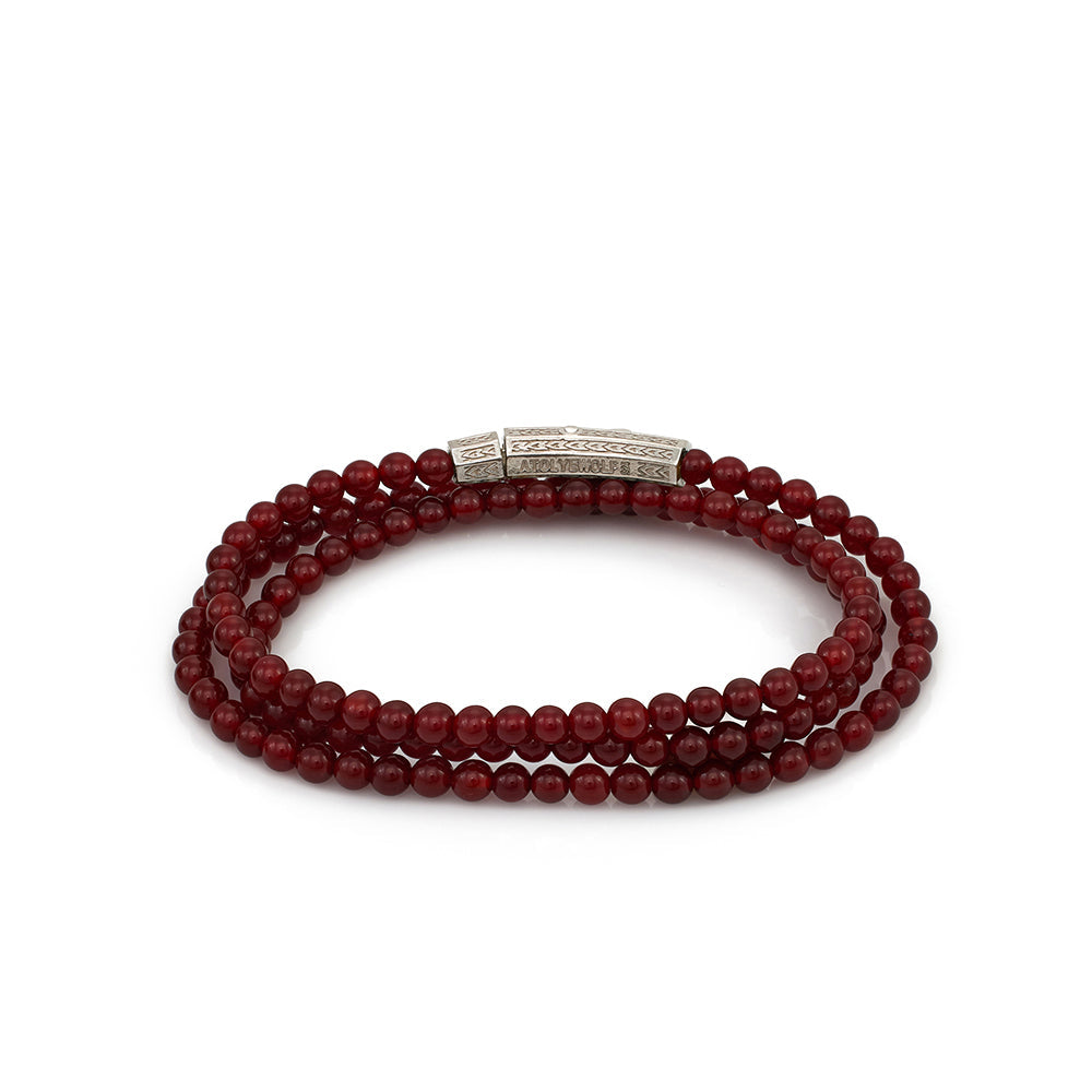 Triple Agate Bracelet In Silver