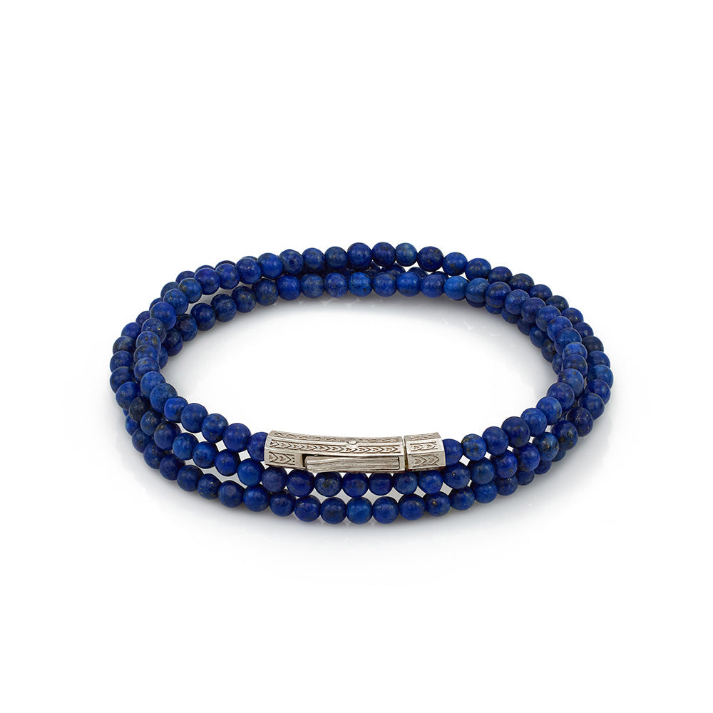 Triple Lapis Bracelet In Silver