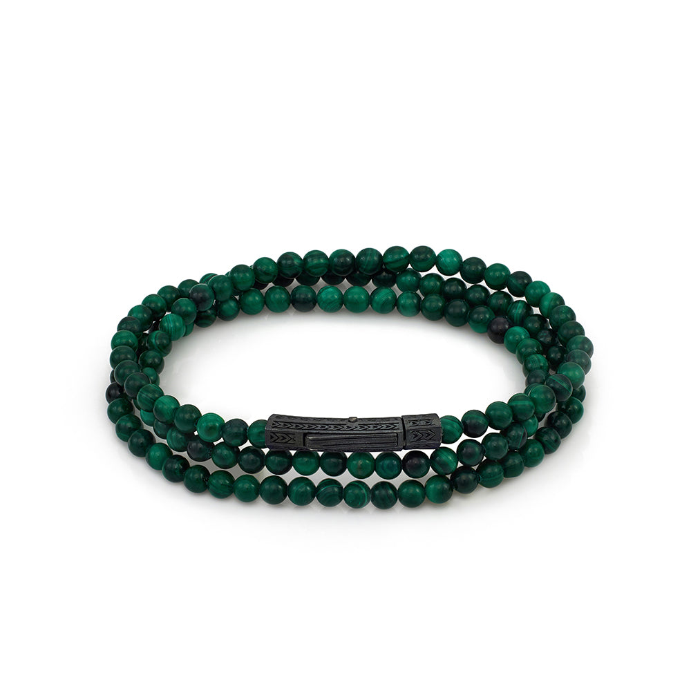 Triple Malachite Bracelet In Oxide