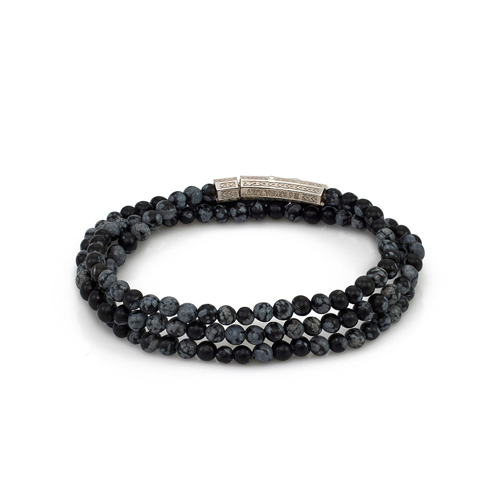 Triple Obsidian Bracelet In Silver