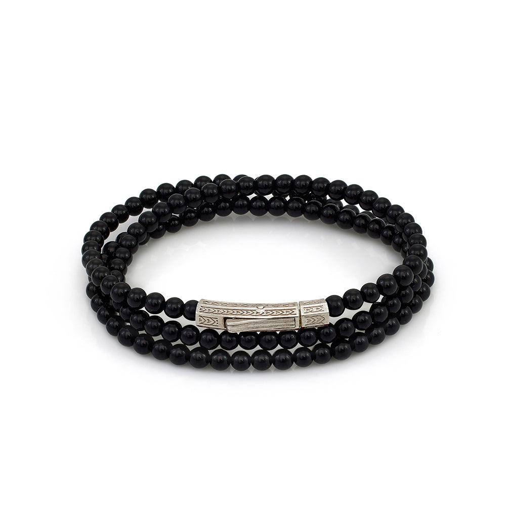 Triple Onyx Bracelet In Silver