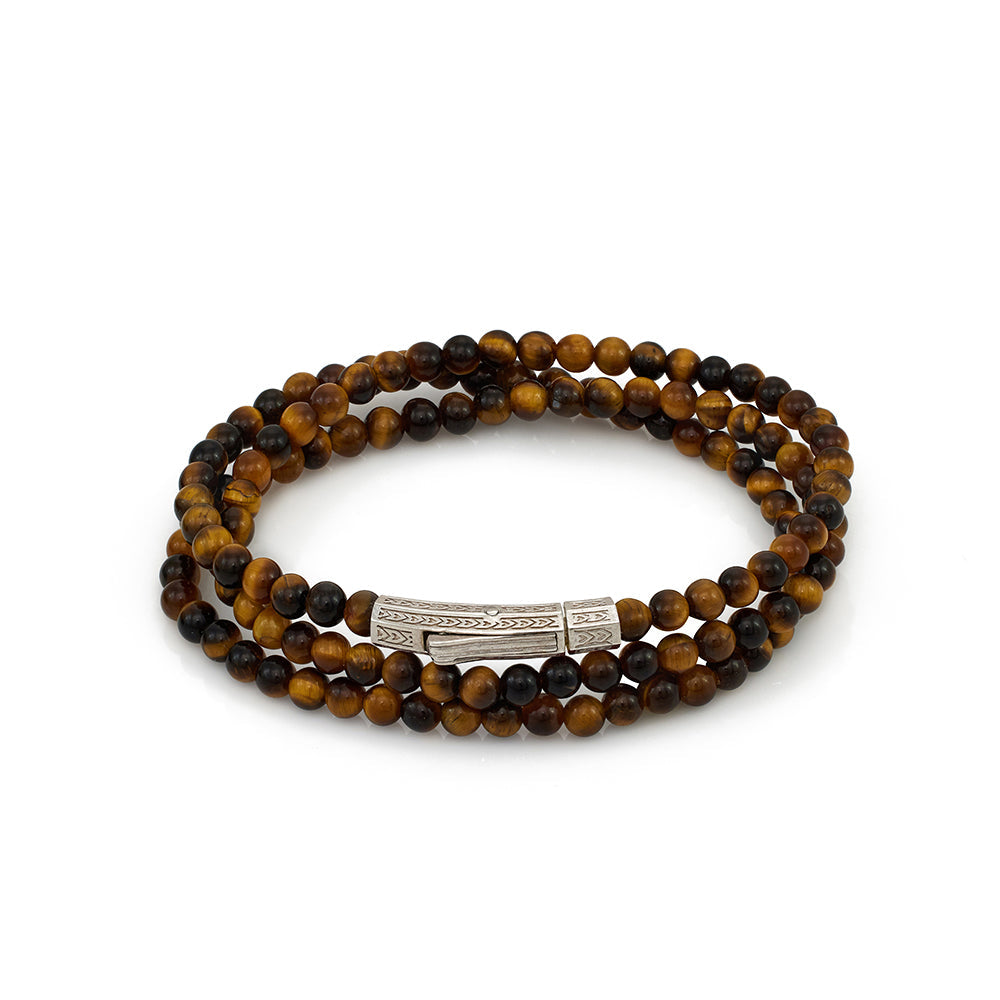 Triple Tiger Eye Bracelet In Silver