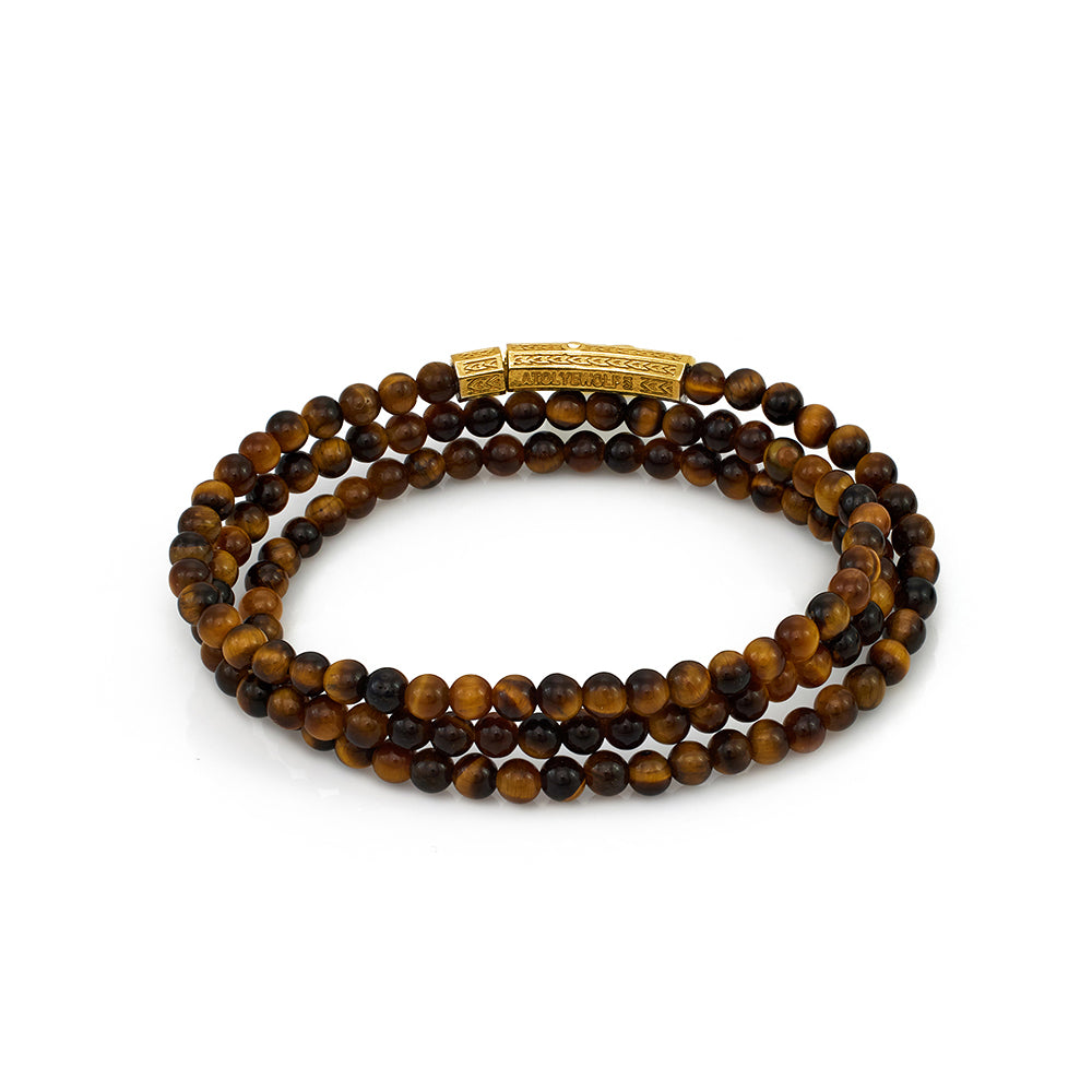 Triple Tiger Eye Bracelet In Gold