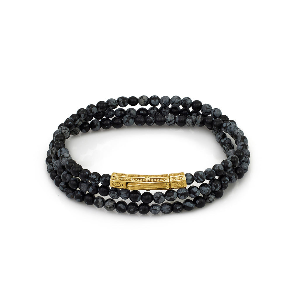 Triple Obsidian Bracelet In Gold