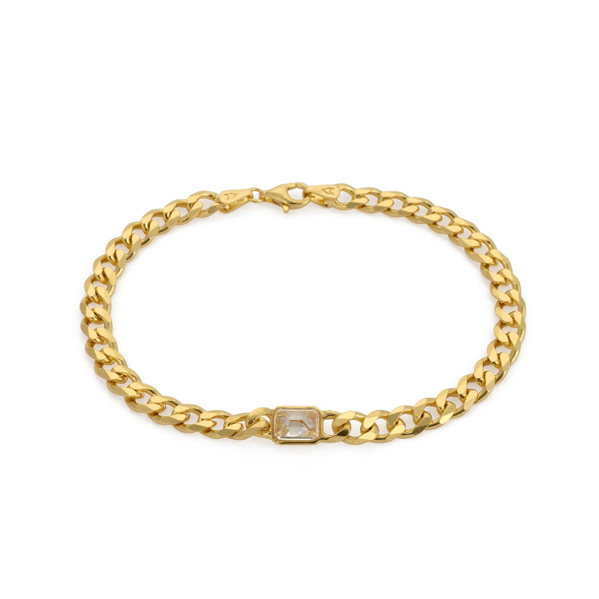 White Baguette Bracelet In Gold